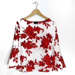 W5 Concepts | Anthropologie Red Rose Floral Blouse Small